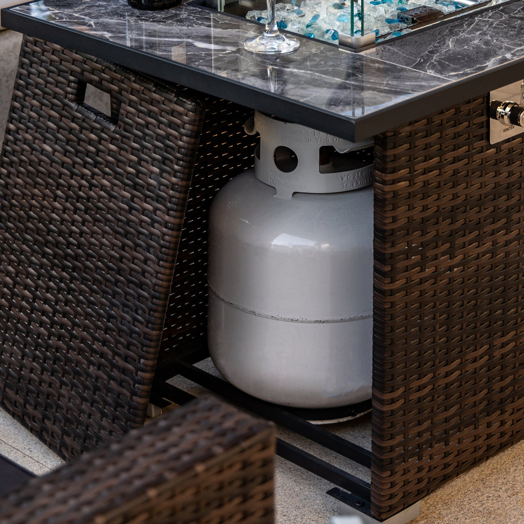 44' Propane Gas Fire Pit Table with Tile Top and Wicker Base
