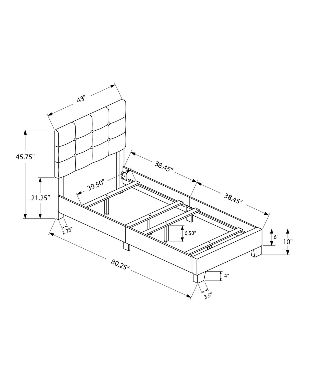 Transitional Upholstered Bed Frame