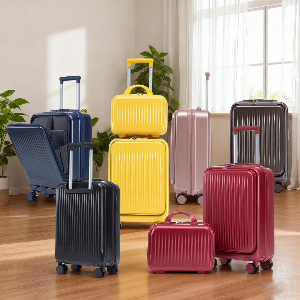 14'/20' 2 pcs ABS Spinner Wheel Luggage Set with Combination Lock and Front Opening Design