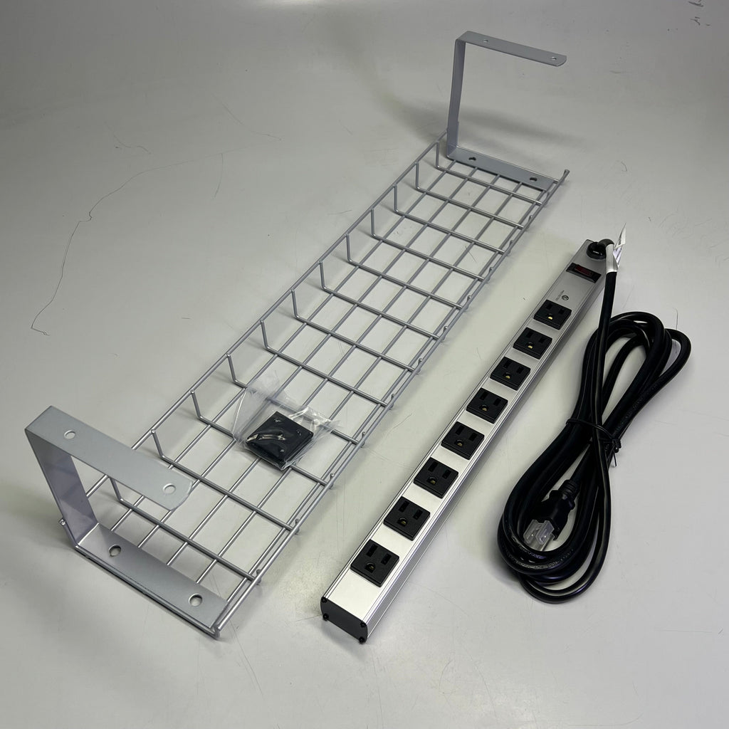 SITONIT Cable Caddie Basket & 15 AMP 125 Volt 8' Cord Power 26" L Silver 3128022