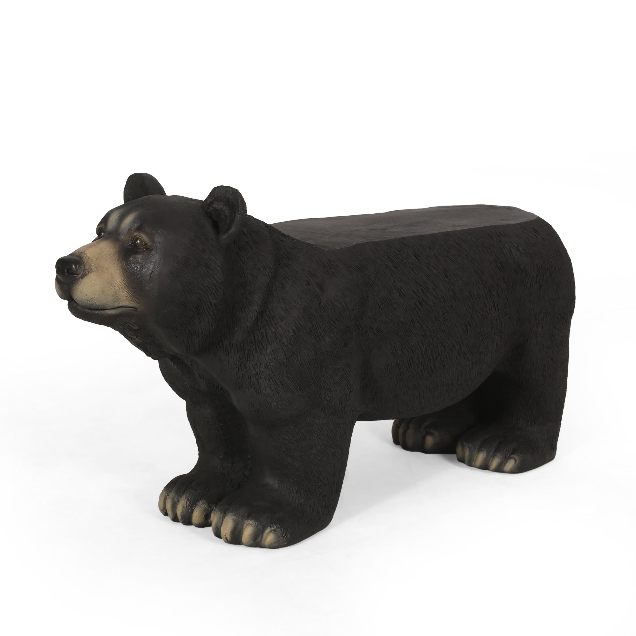 MGO Bear Bench, Concrete Outdoor Bench, Matte Black