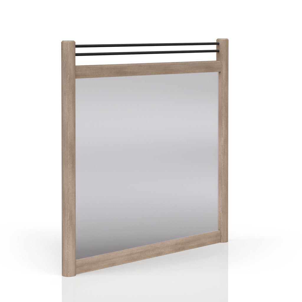 Queen Canopy Bedroom Set With A 2 Drawer Nightstand A Dresser With Poster Mirror And A Door Chest - Sand