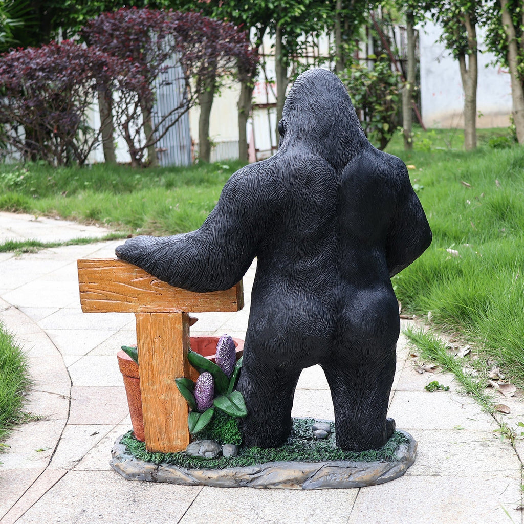 Outdoor Garden Sculpture Chimpanzee Flower Pot Planter