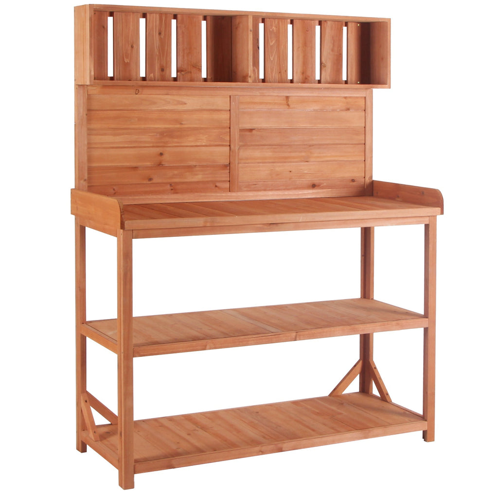 TOPMAX 65' Large Wooden Farmhouse Rustic Outdoor Potting Bench Table