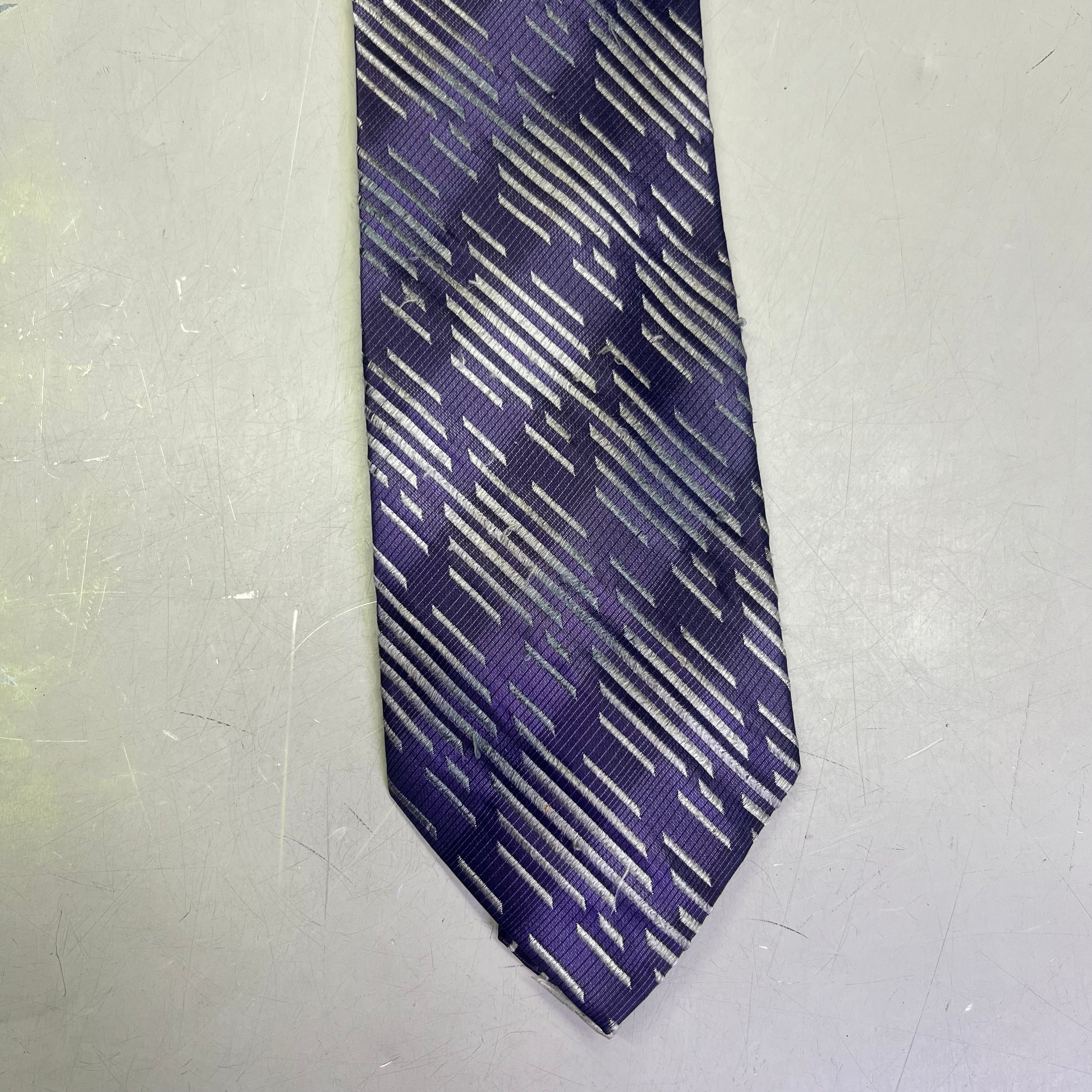 EMILIO PONTI 100% Silk Patterned Suit Tie 60" Purple/Grey (Pre-Owned)