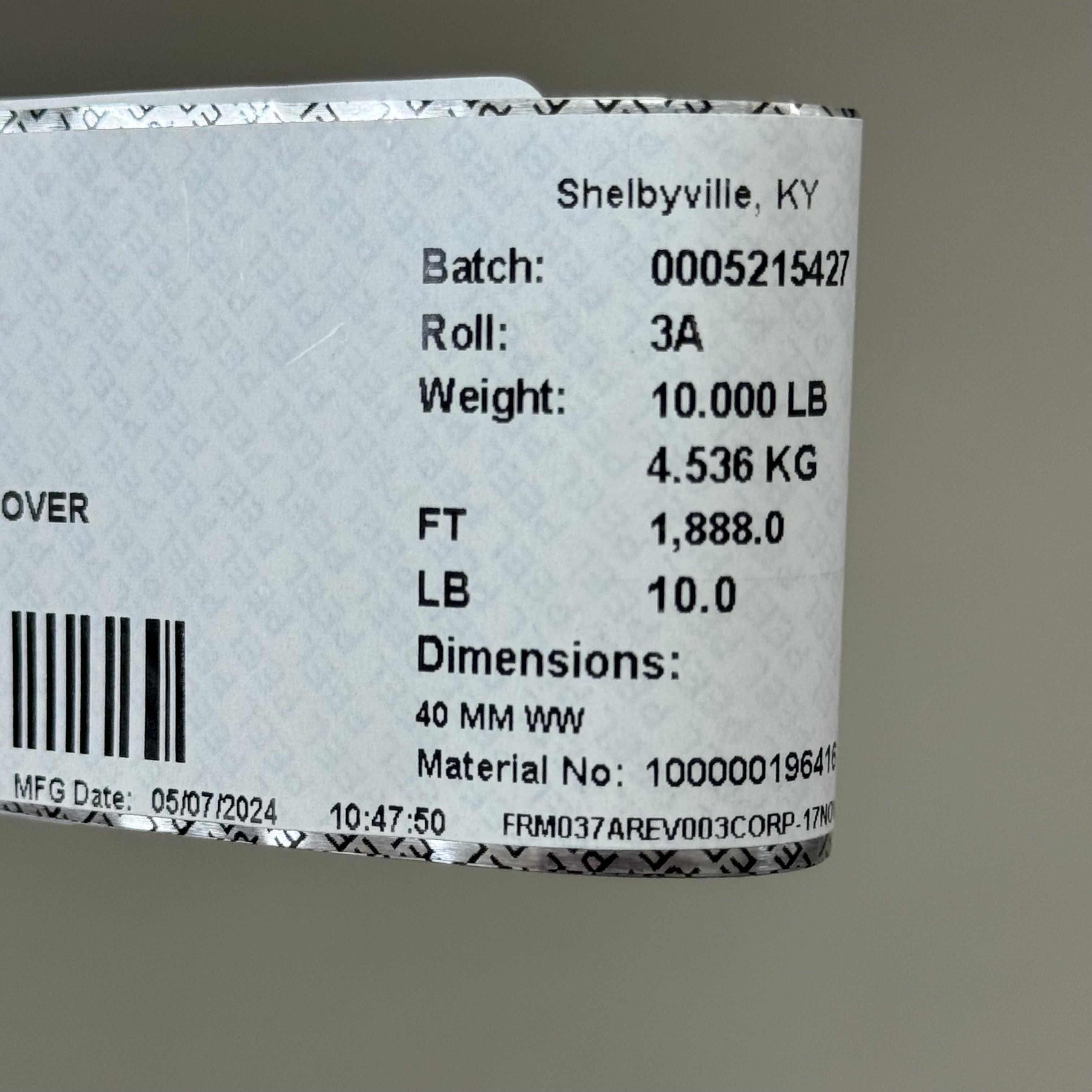 Peelable Foil Set Port Cover 40mm Roll – 10LB (1888FT) Amcor Flexibles