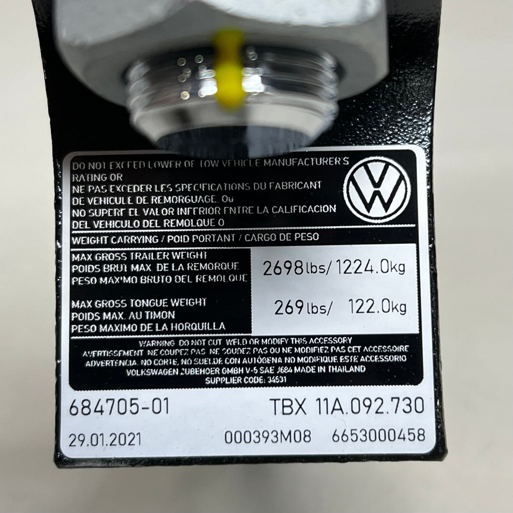 VOLKSWAGEN Trailer Hitch Ball And Ball Mount Sz 9" L x 7" H, 11A.092.730
