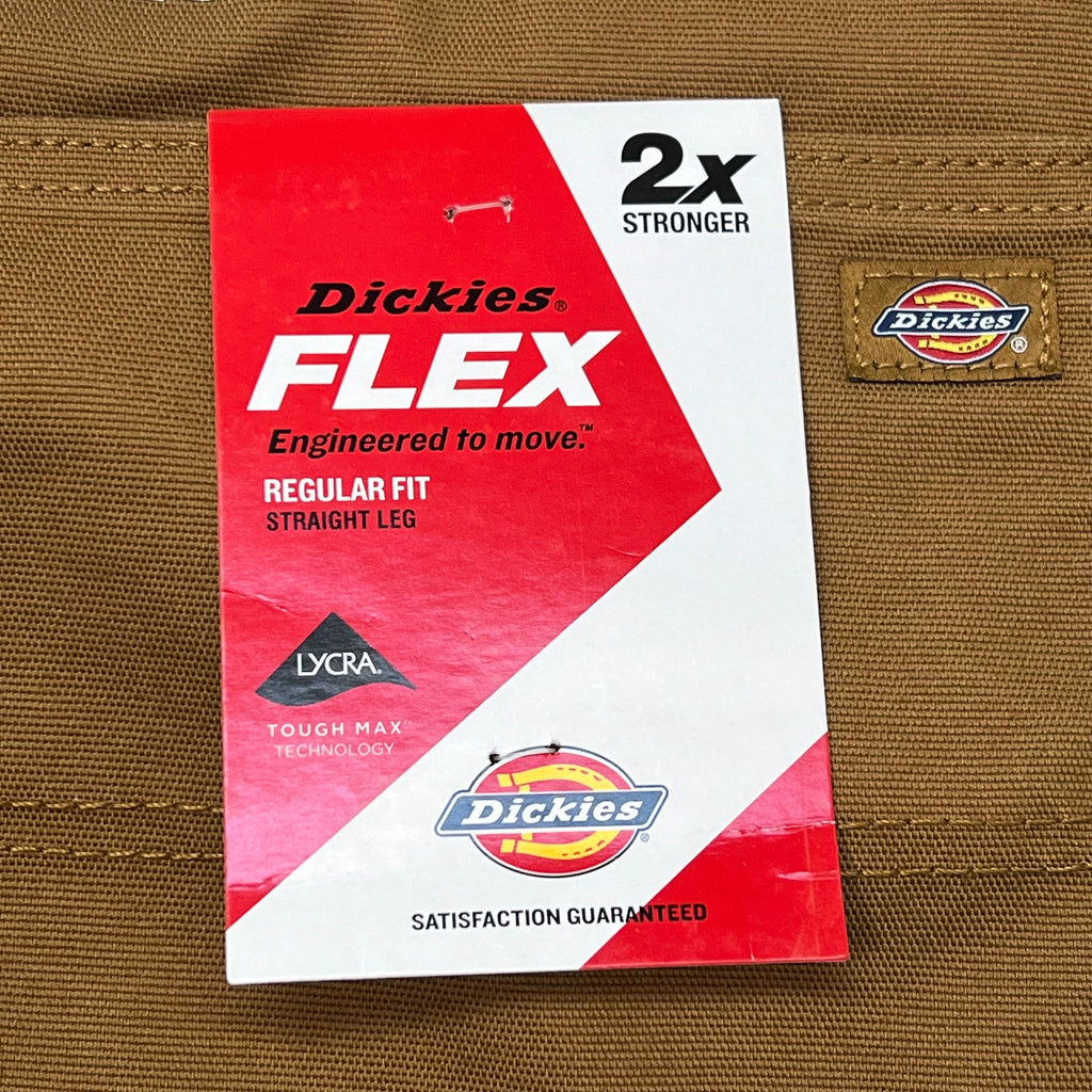 DICKIES Flex Regular Fit Double Knee Pant Men's Sz 42X30 Stonewashed Brown Duck