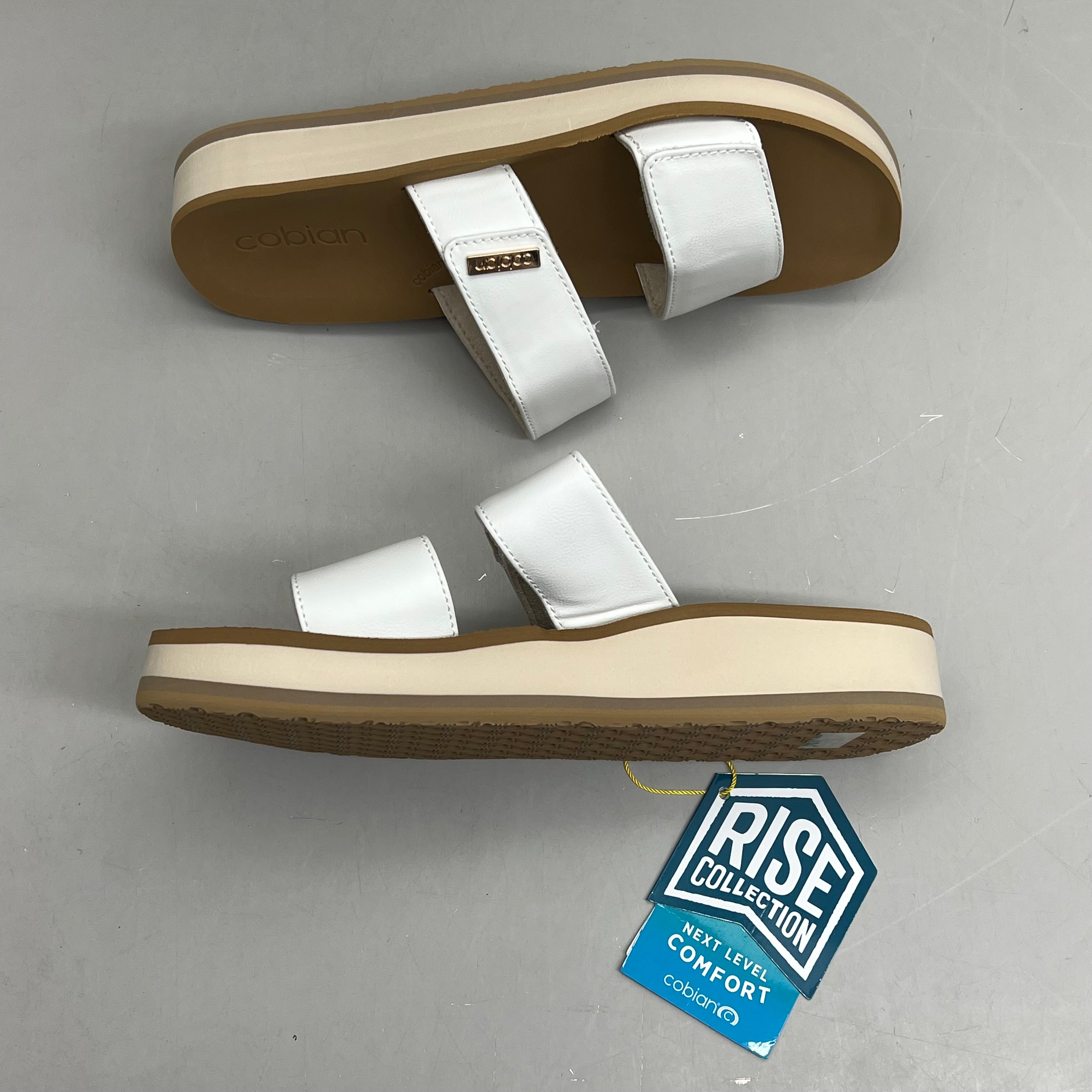 COBIAN Dana Rise Elevated Flatform Style Slide Women's Sz 6 White DNA24-100-06