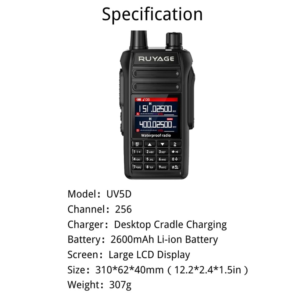 RUYAGE UV5D IP67 Waterproof Dual Band Walkie Talkie