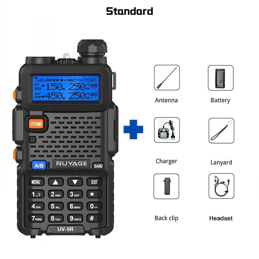 RUYAGE Dual Band Long Range Two Way Radio with Encryption, NOAA Weather Alert & 128 Channels