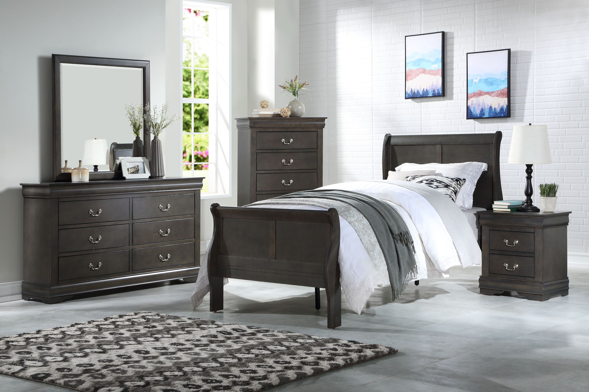 Louis Philippe Sleigh Bedroom Set
