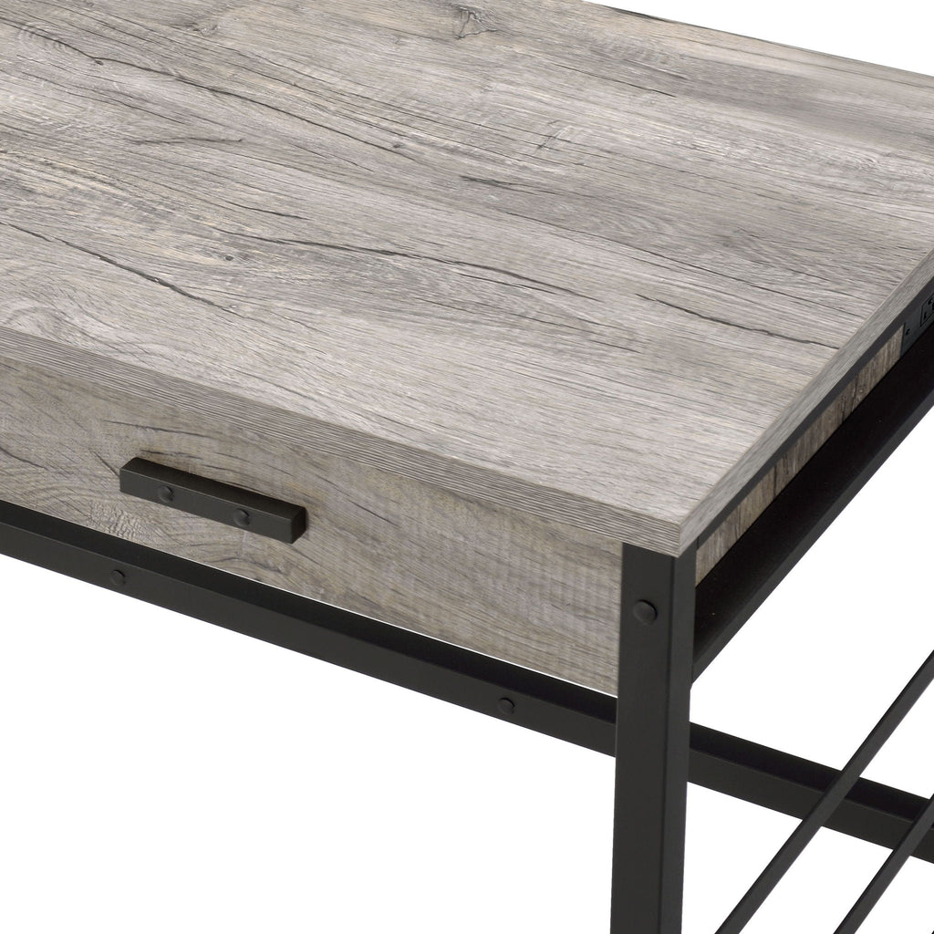 Disho Weathered Writing Desk With USB - Oak
