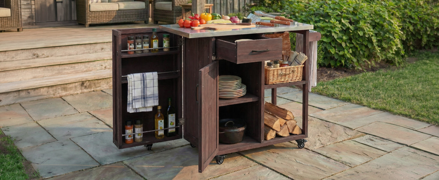 Outdoor Kitchen Island Fir Wood Prep Station