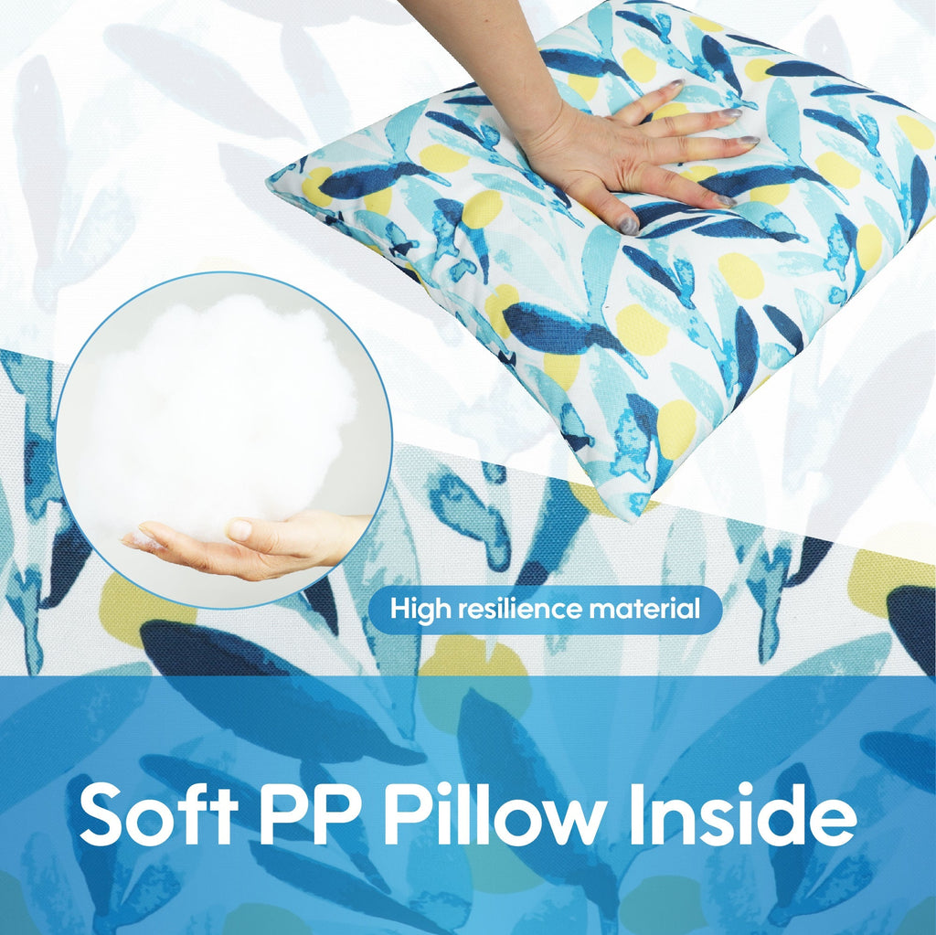 2 Pack Outdoor Waterproof Pillows - Blue Leaf (18x18 Inch)
