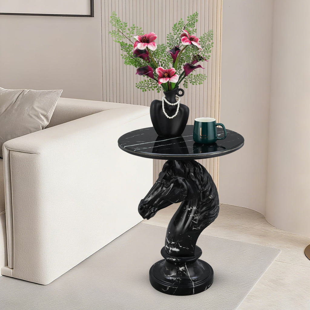 Horse Head Accent Table Animal Statue End Table