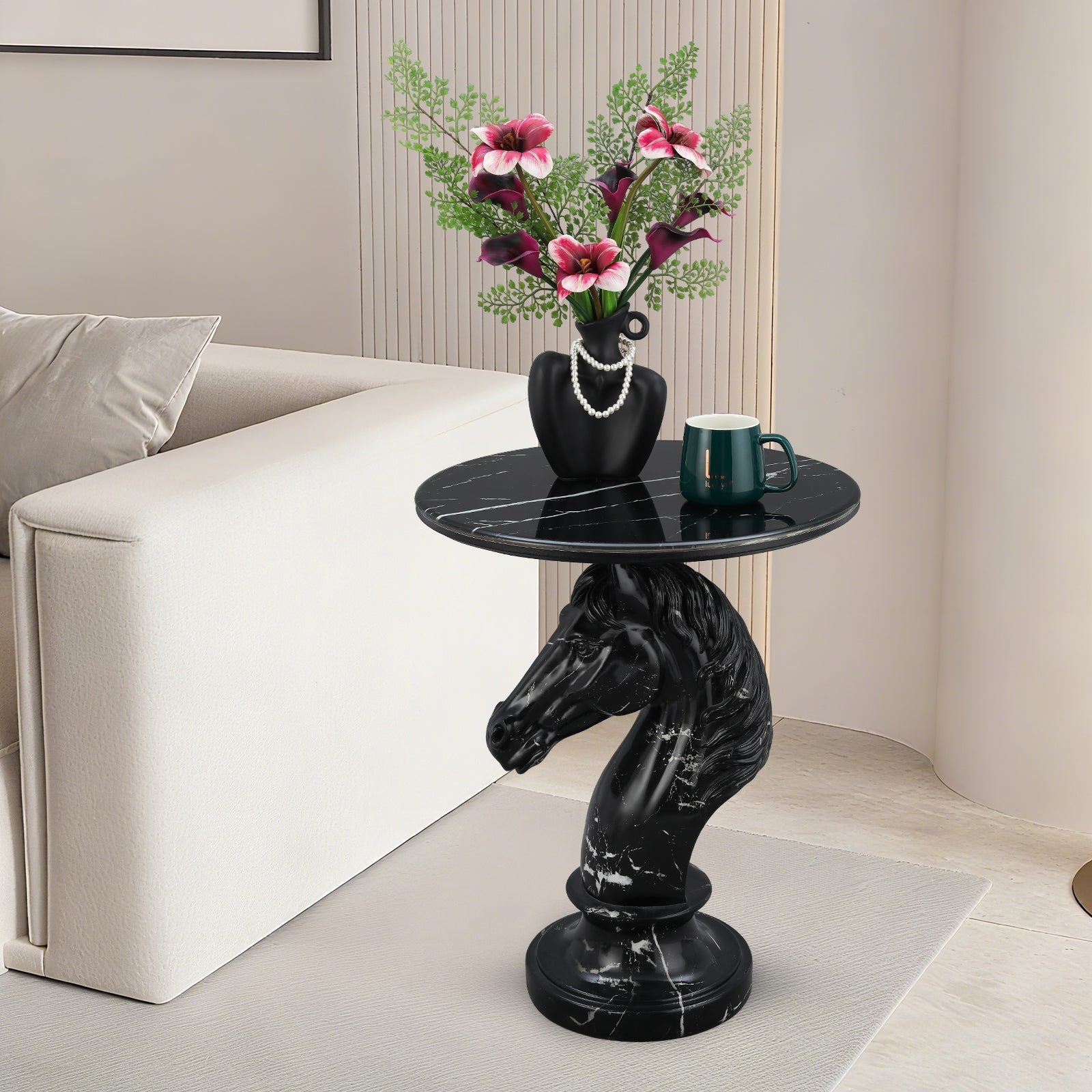 Horse Head Accent Table Animal Statue End Table