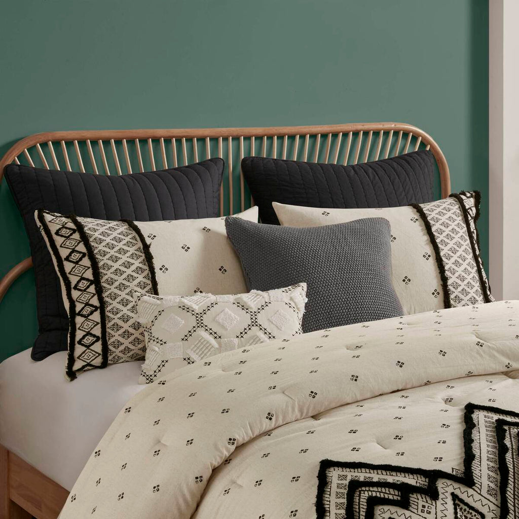 3 Piece Cotton and Flax Linen Blend Comforter Set Natural King/Cal King