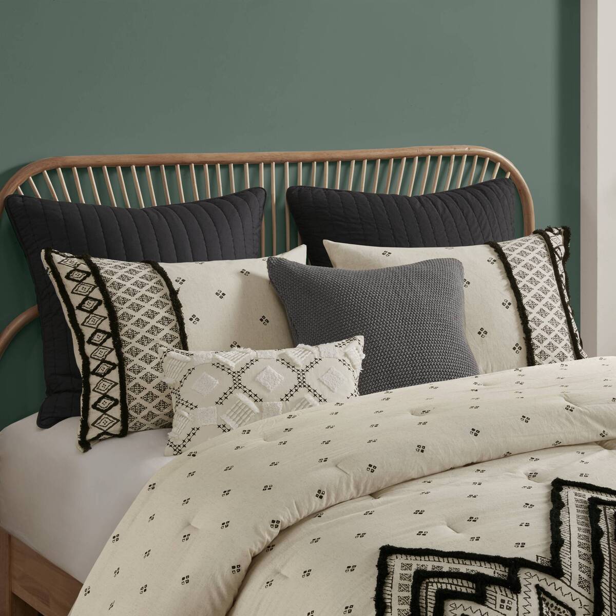3 Piece Cotton and Flax Linen Blend Comforter Set Natural King/Cal King