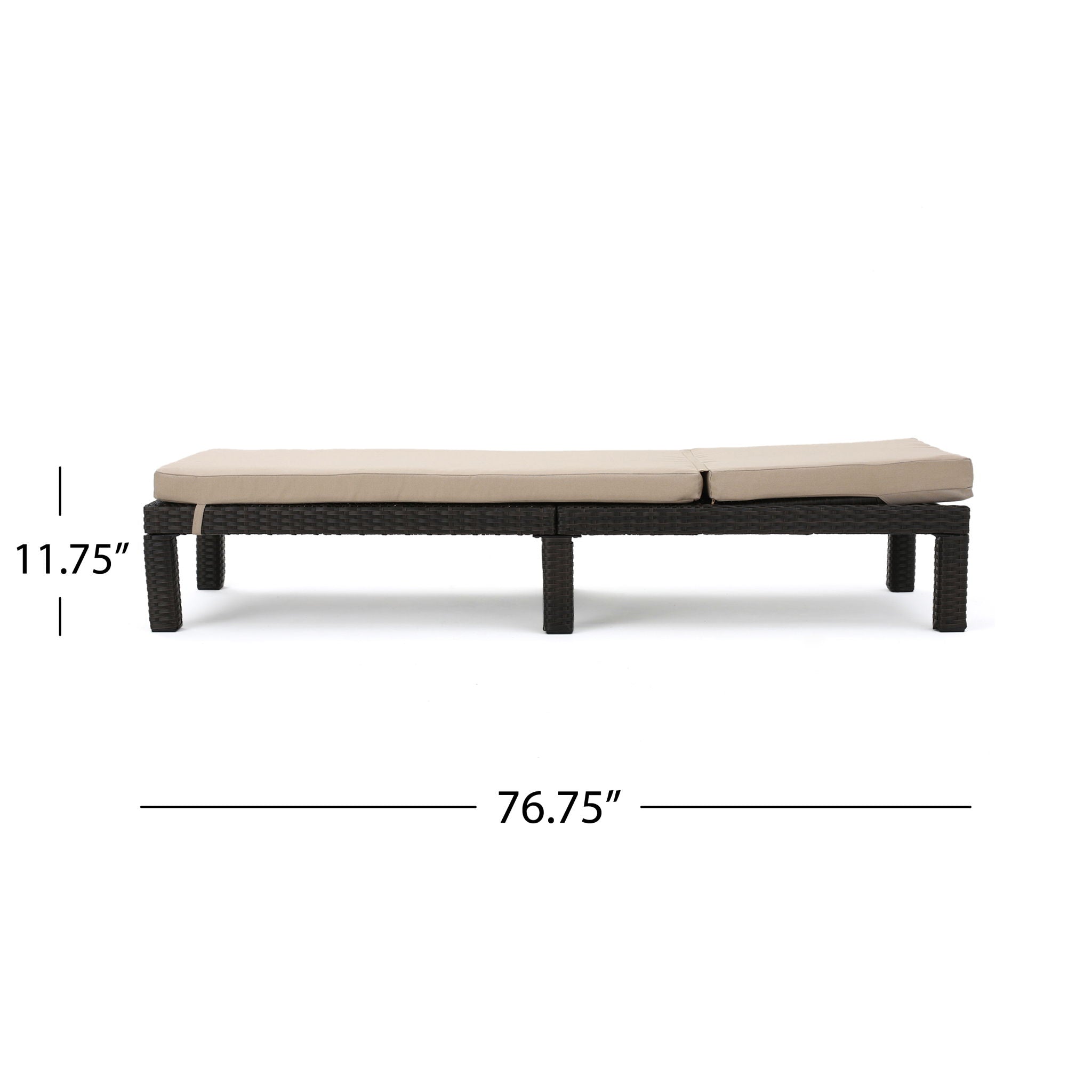 Puerta Chaise Lounge Frame Cushion Outdoor Wicker Iron - Beige / Dark Brown