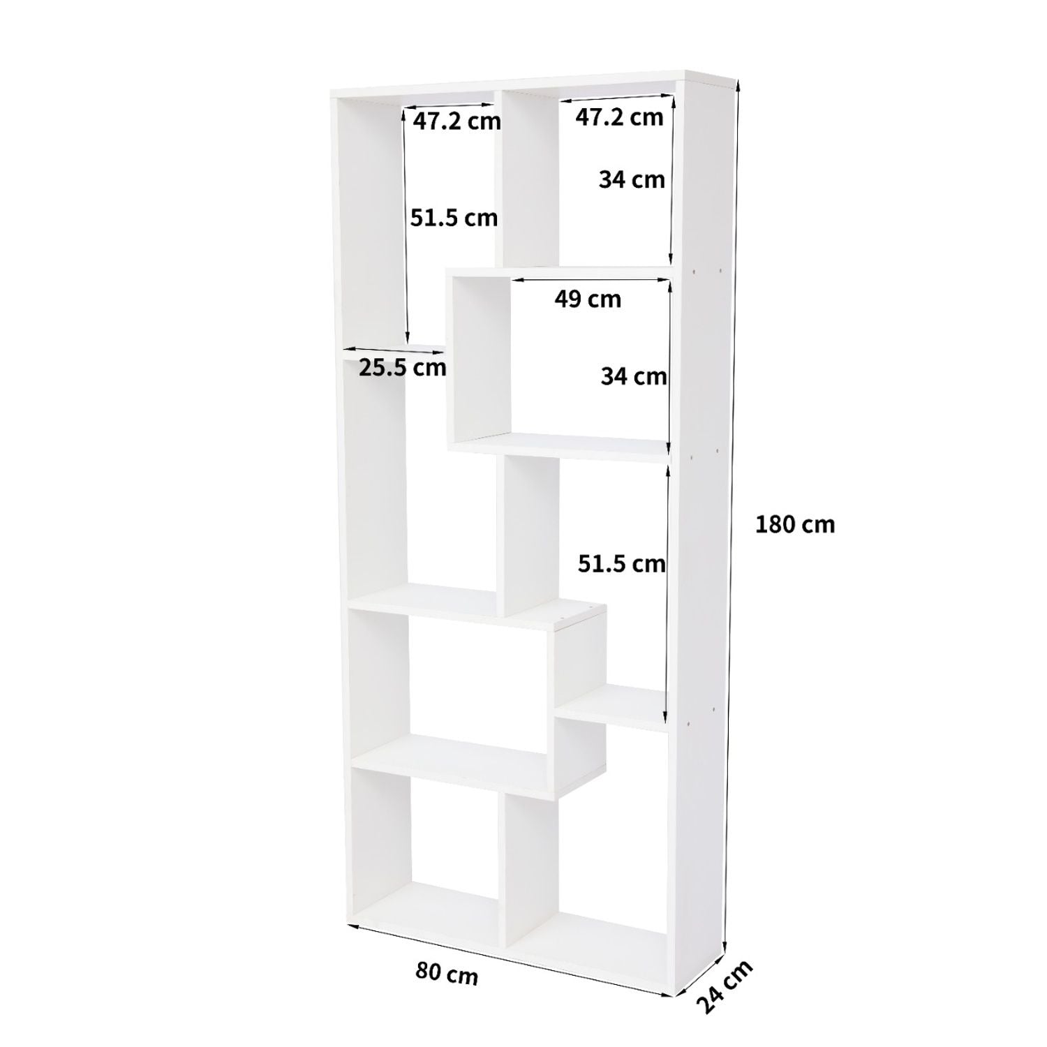 Asymmetrical Display Shelf & Bookcase, 5 Tier