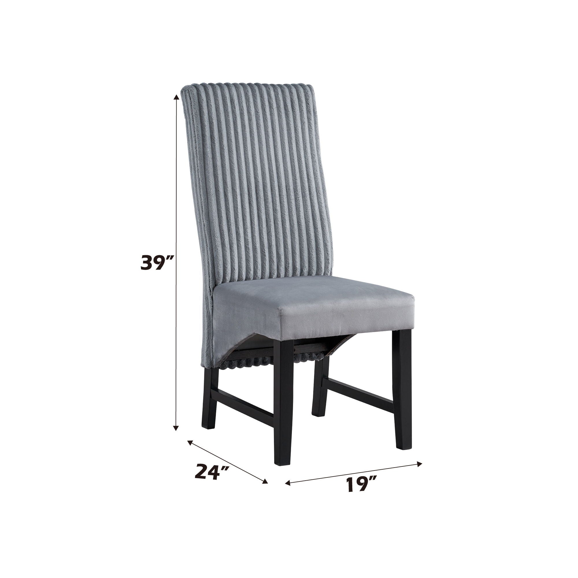 Kini Corduroy Side Chair (Set of 2) - Black / Gray