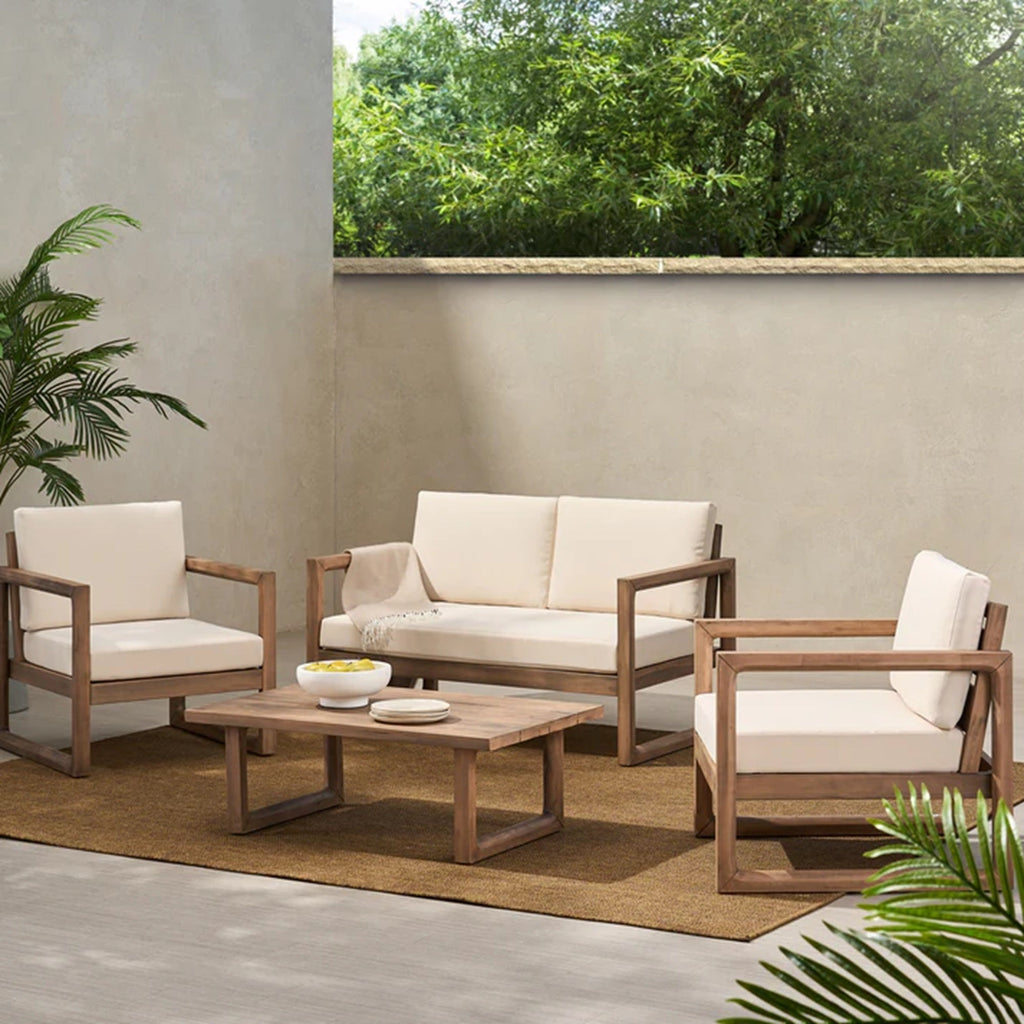 4-Pieces Acacia Wood Patio Furniture Set