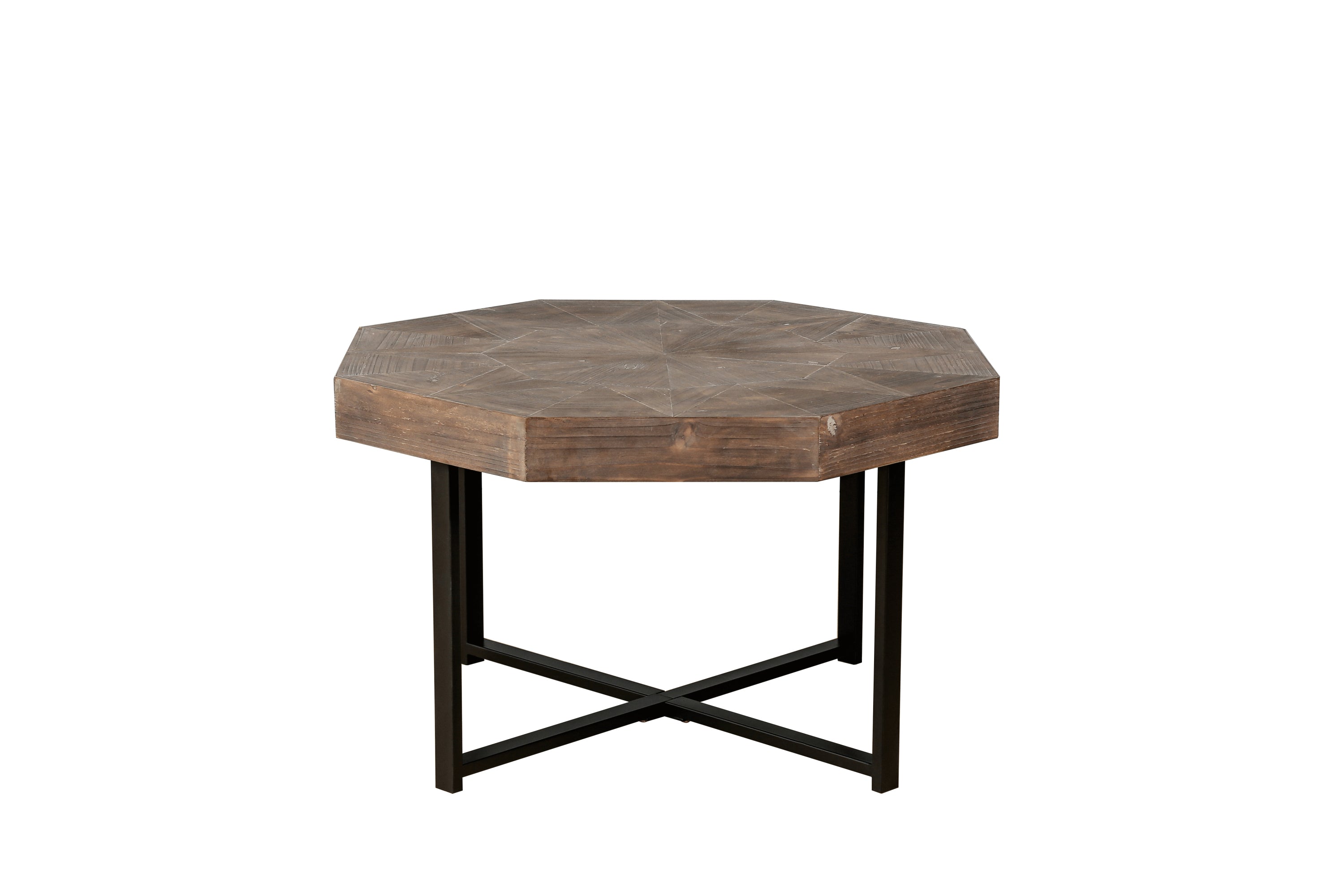 Wood Octagonal Vintage Patchwork Coffee Table