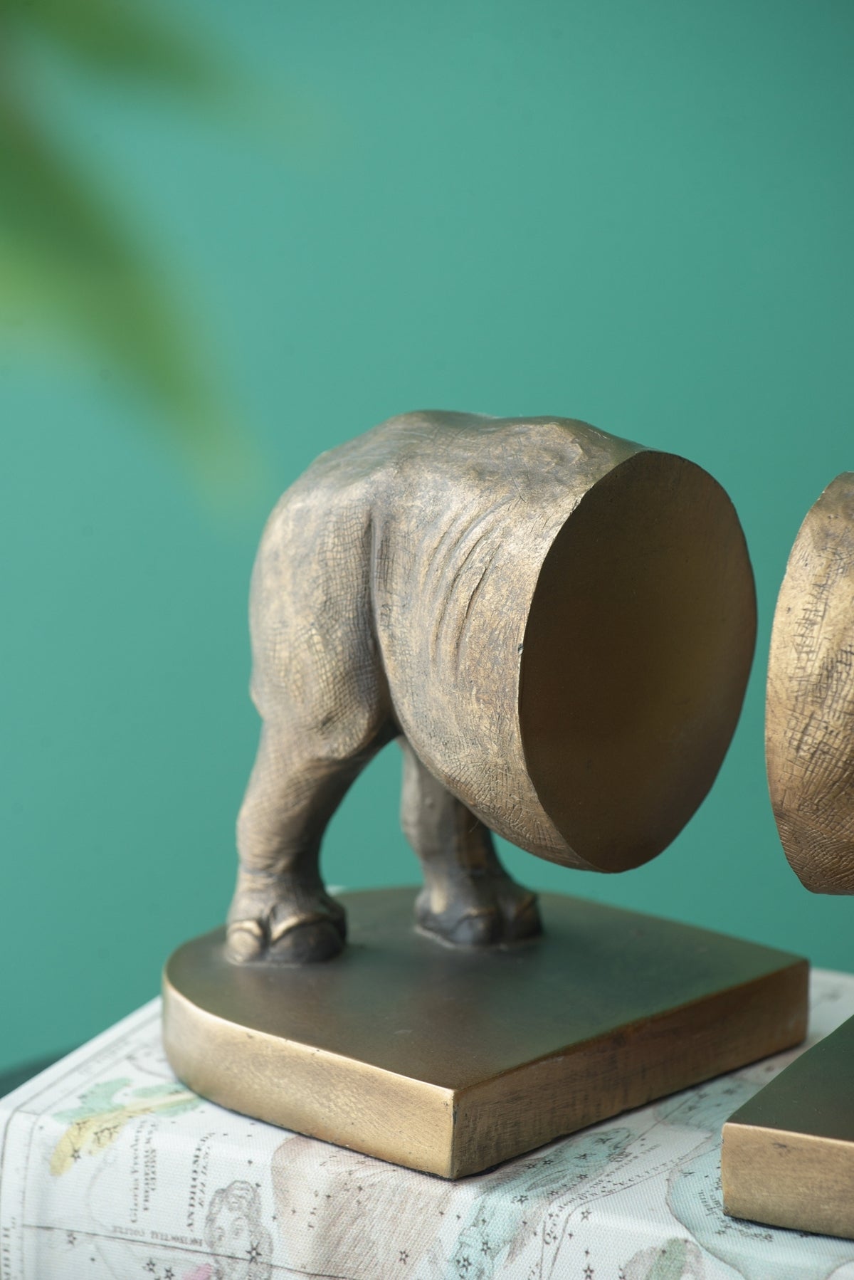Set of 2 Rhino Bronze Bookends