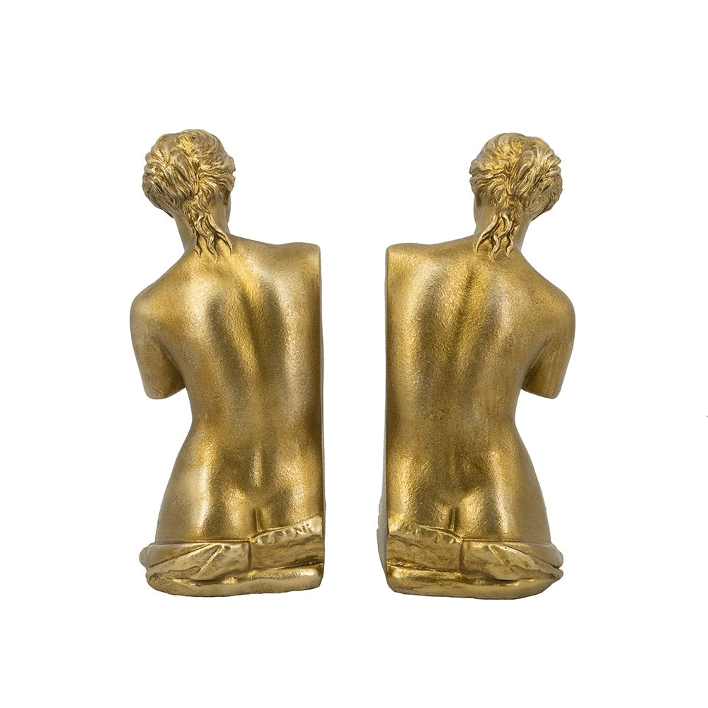Set of 2 Venus de Milo Bust Bookends with Gold Finish