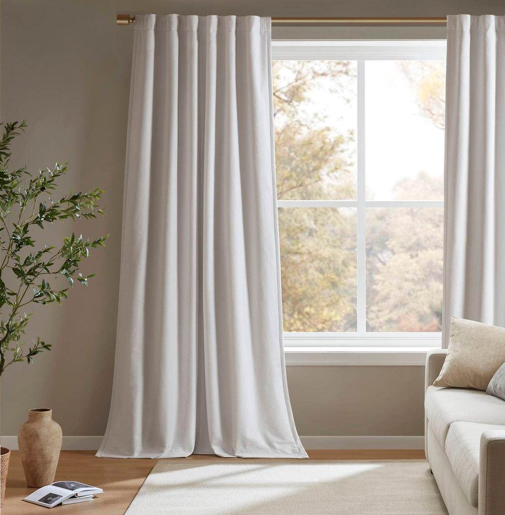 2-PK 52x84" Sound Blocking Total Blackout Curtain Panel Pair White