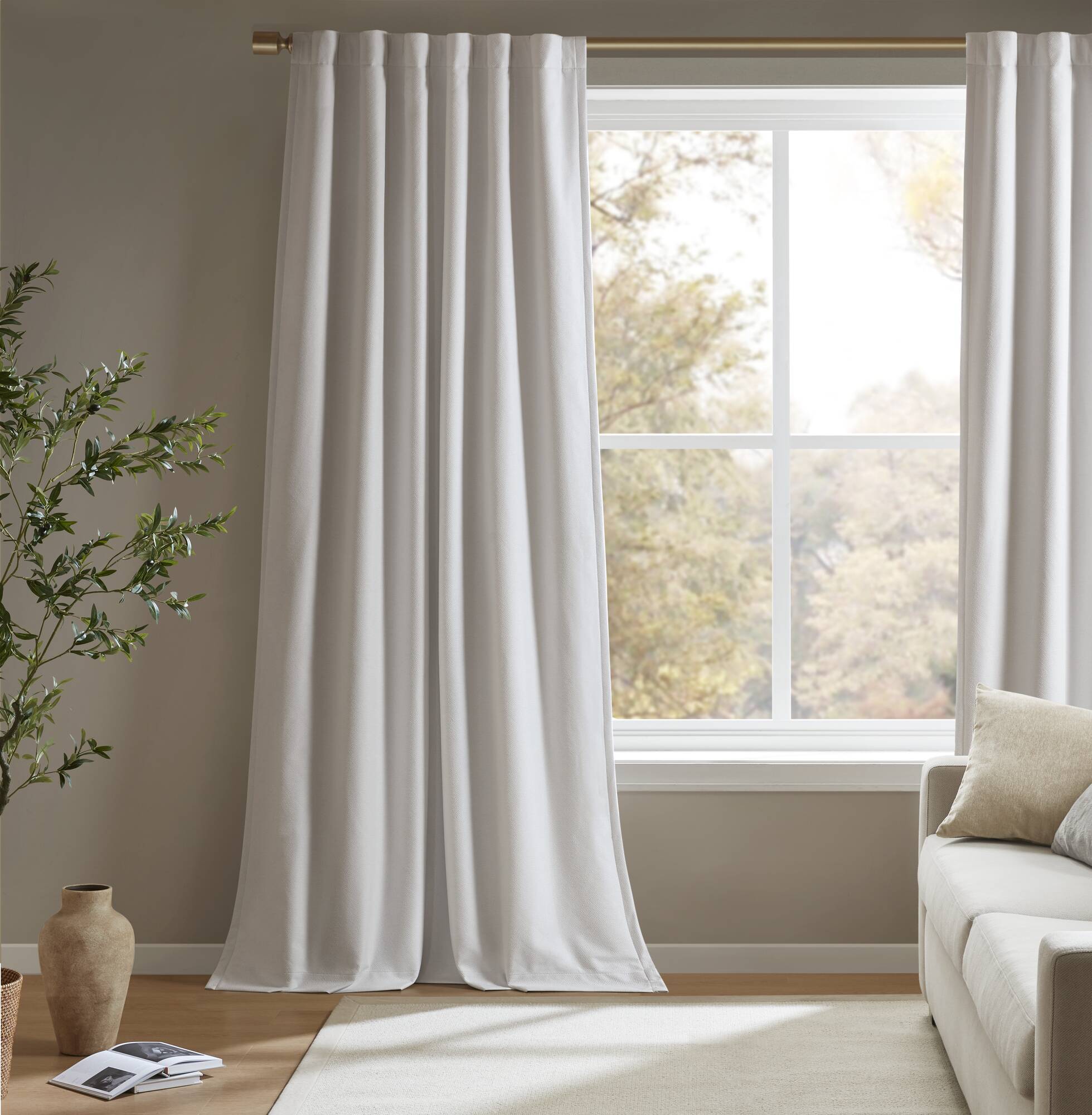 2-PK 52x84" Sound Blocking Total Blackout Curtain Panel Pair White