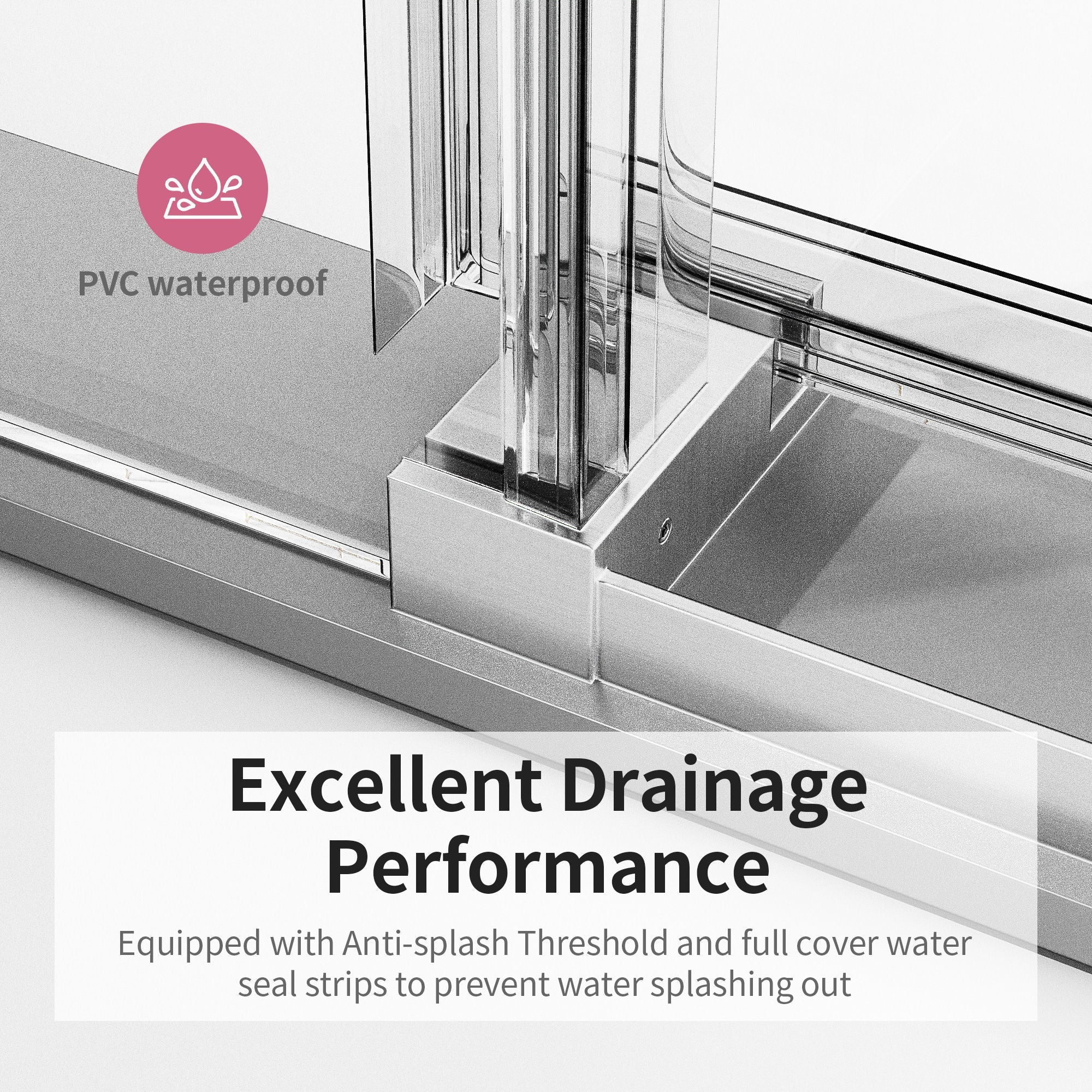 Frameless Single Sliding Soft Close Shower Doors, 3 / 8" Tempered Glass Reversible Installatio