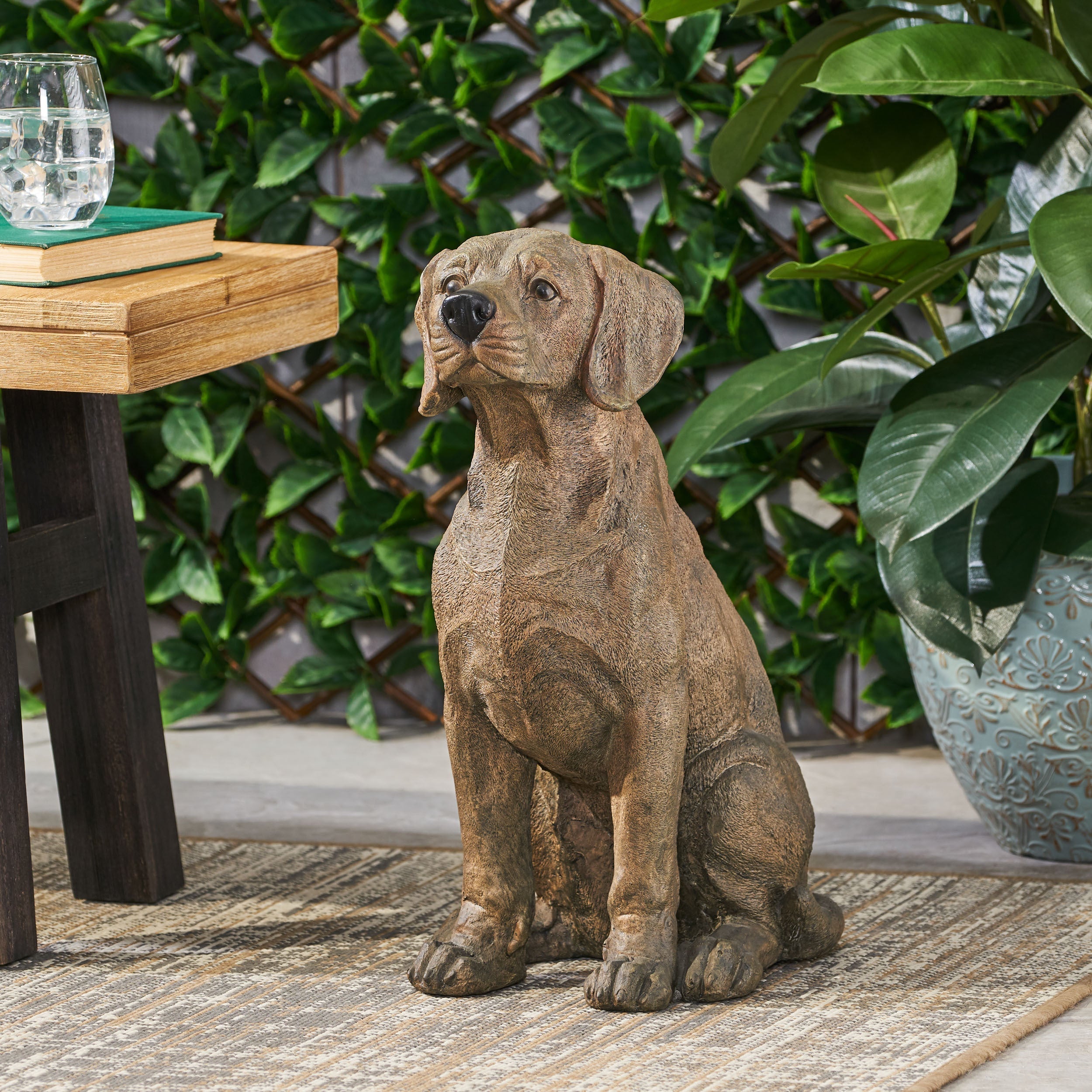 MGO Dog Decor Outdoor Dog Statue - Dark Brown