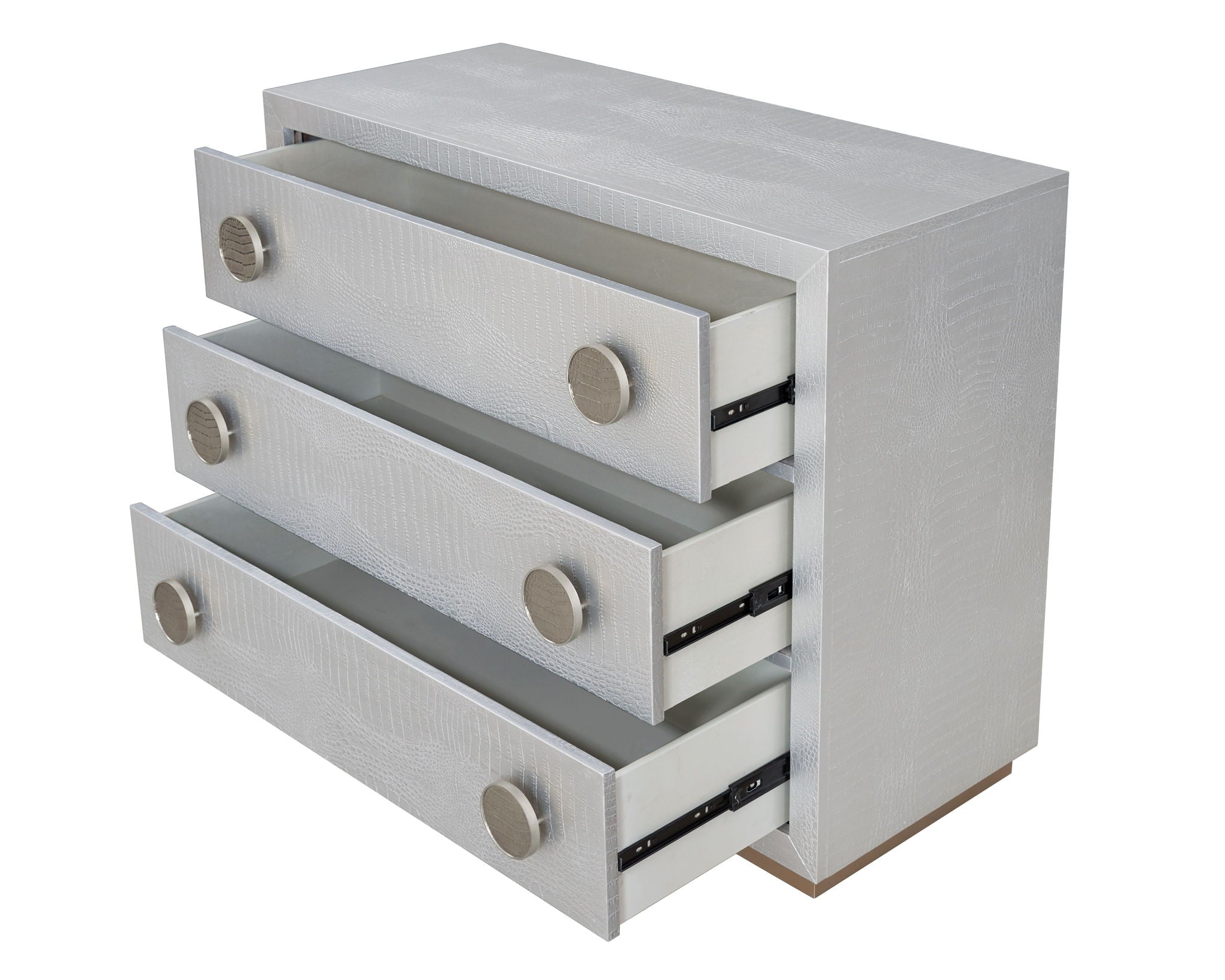 Anpu Faux Crocodile Skin Console Cabinet - Silver