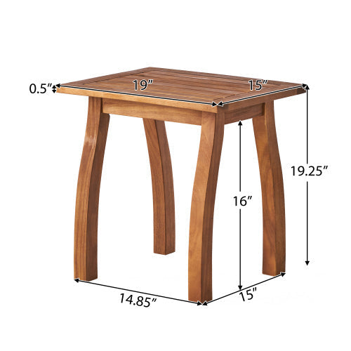 Patio Conversation Set with Acacia Wood Armchairs and End Table