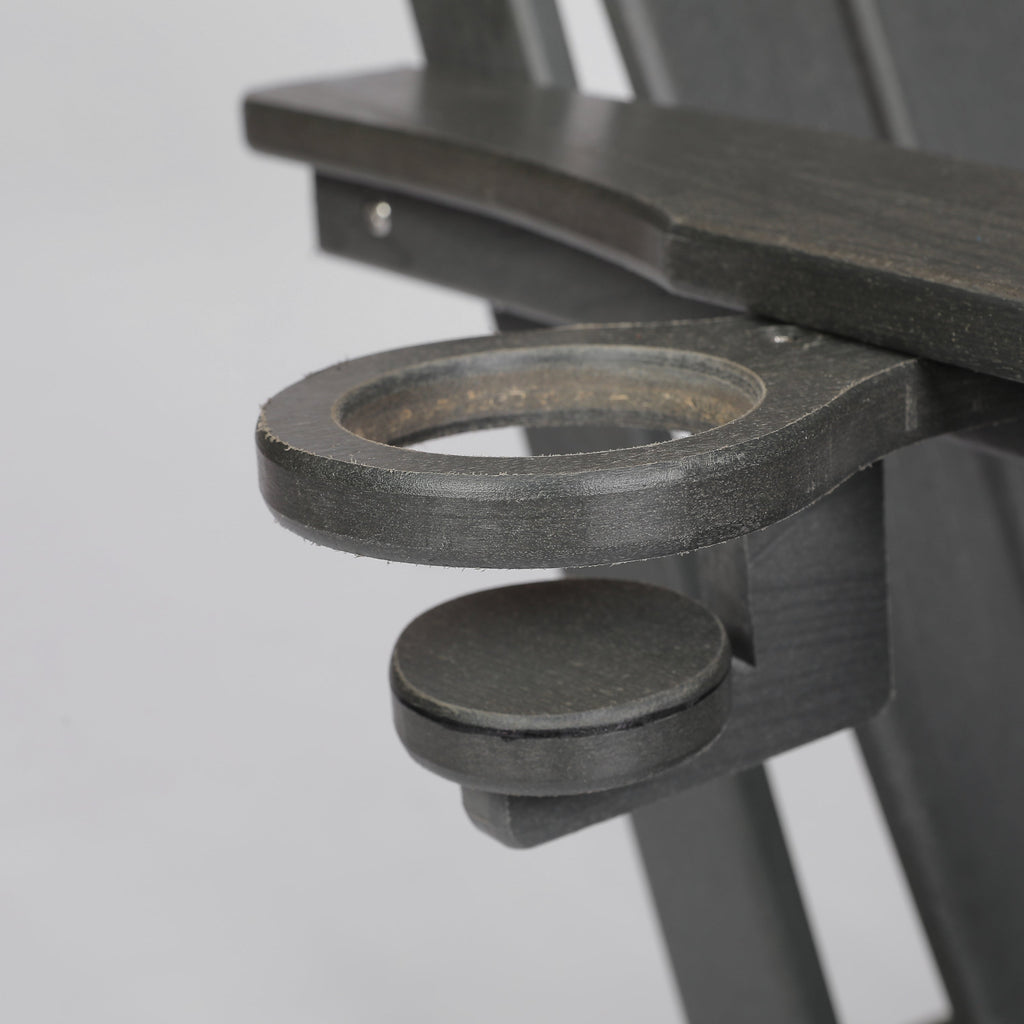 HDPE Folding Adirondack Chair with Dual Cup Holder - Gray