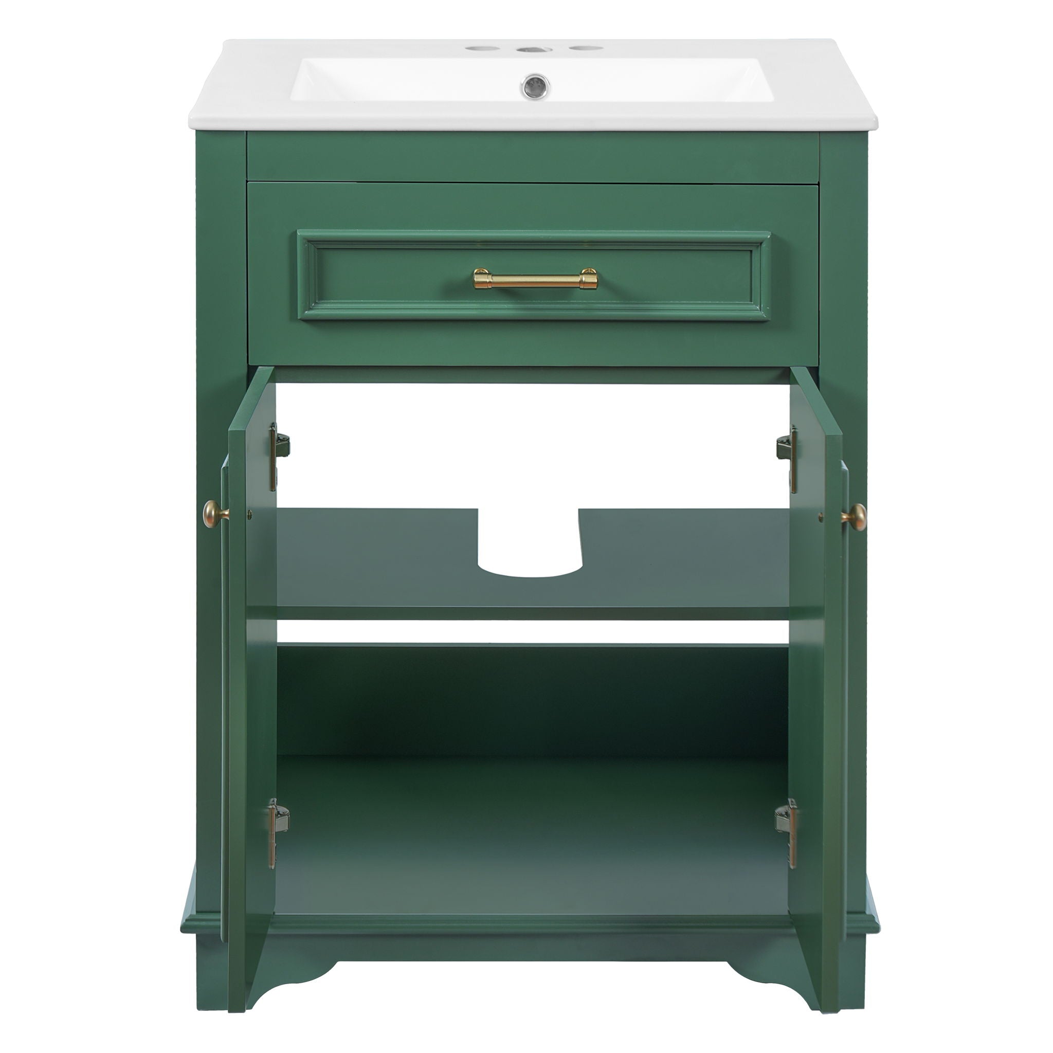 Bathroom Vanity With Integrated Sink, 2 Door Cabinet With Tip Out Drawer