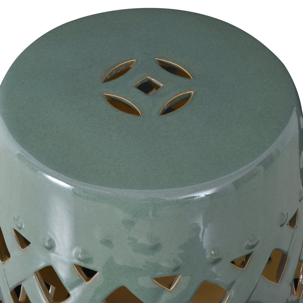 Outsunny 13' x 18' Ceramic Garden Stool with Woven Lattice Design & Glazed Finish