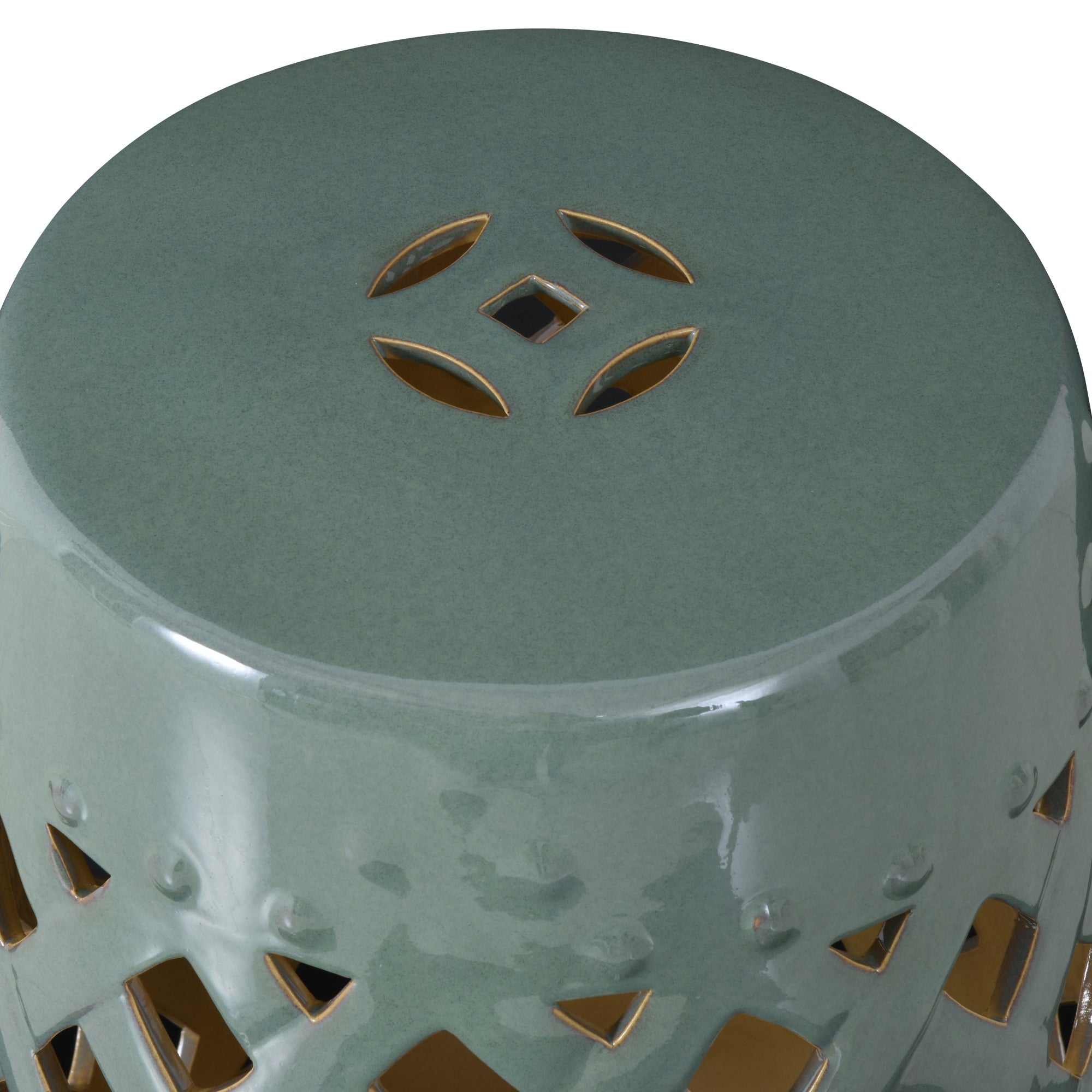Outsunny 13' x 18' Ceramic Garden Stool with Woven Lattice Design & Glazed Finish