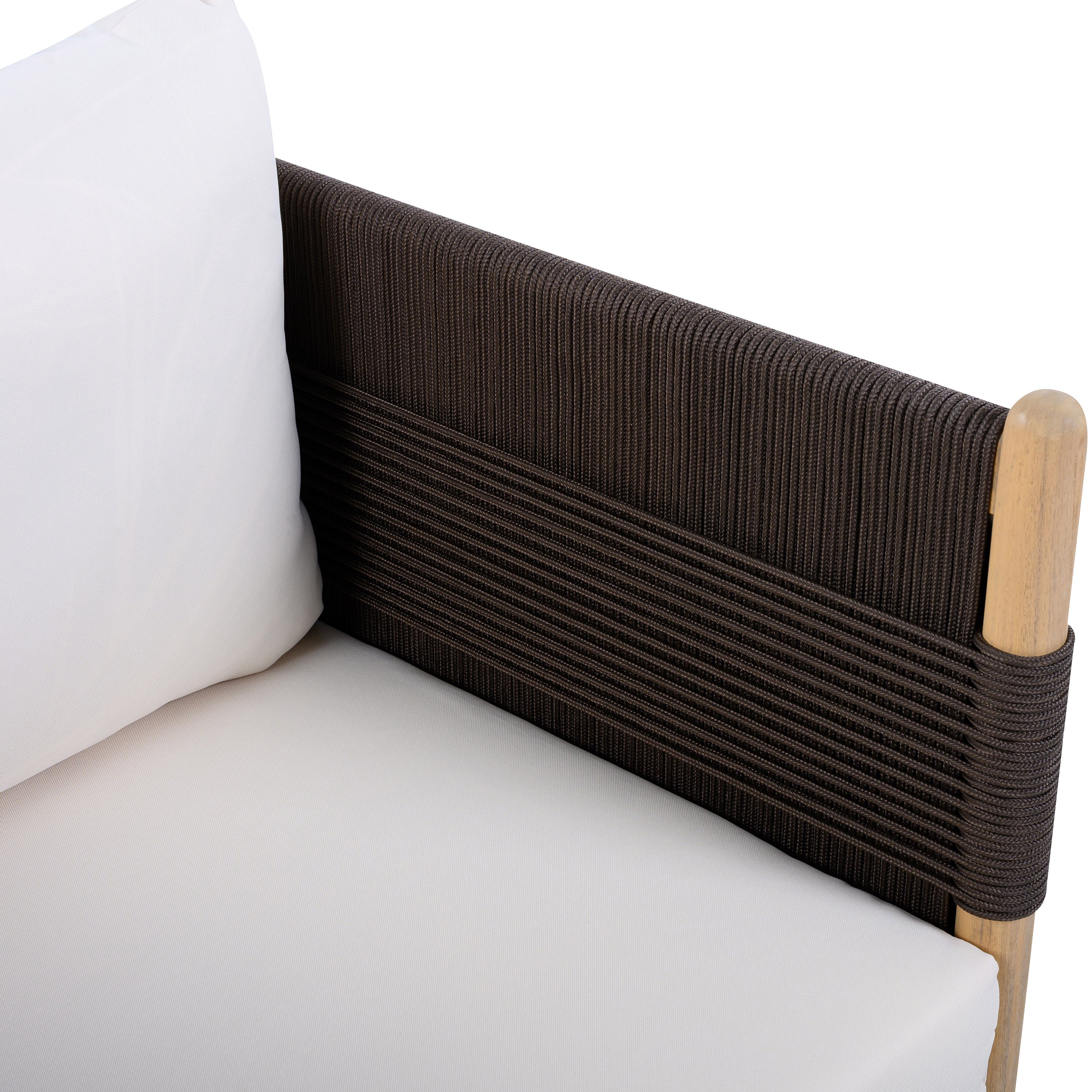 Outdoor Acacia Wood Club Chair with Diamond Rope Weave & Cushions, Light Teak
