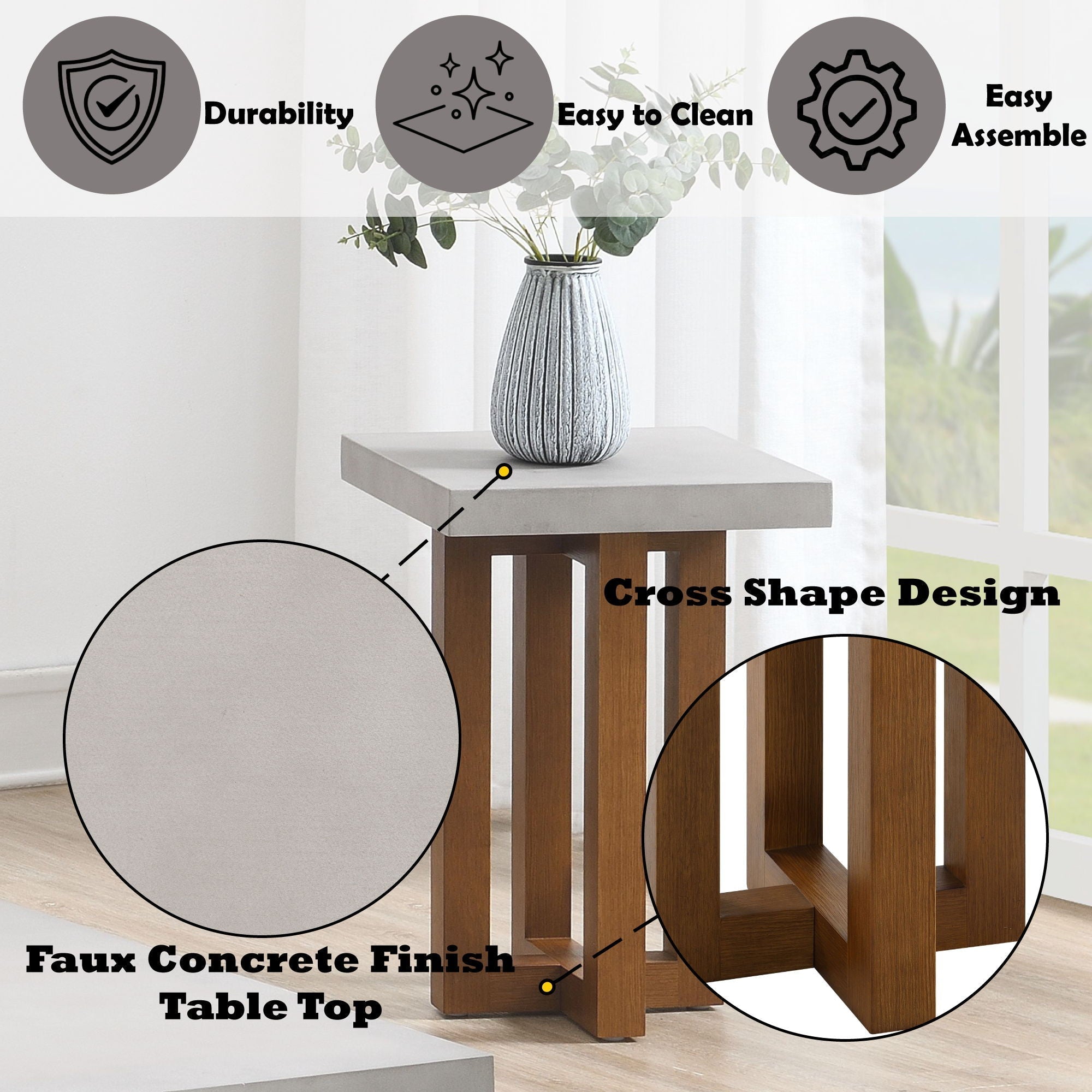 Keven Faux Concrete Top Table