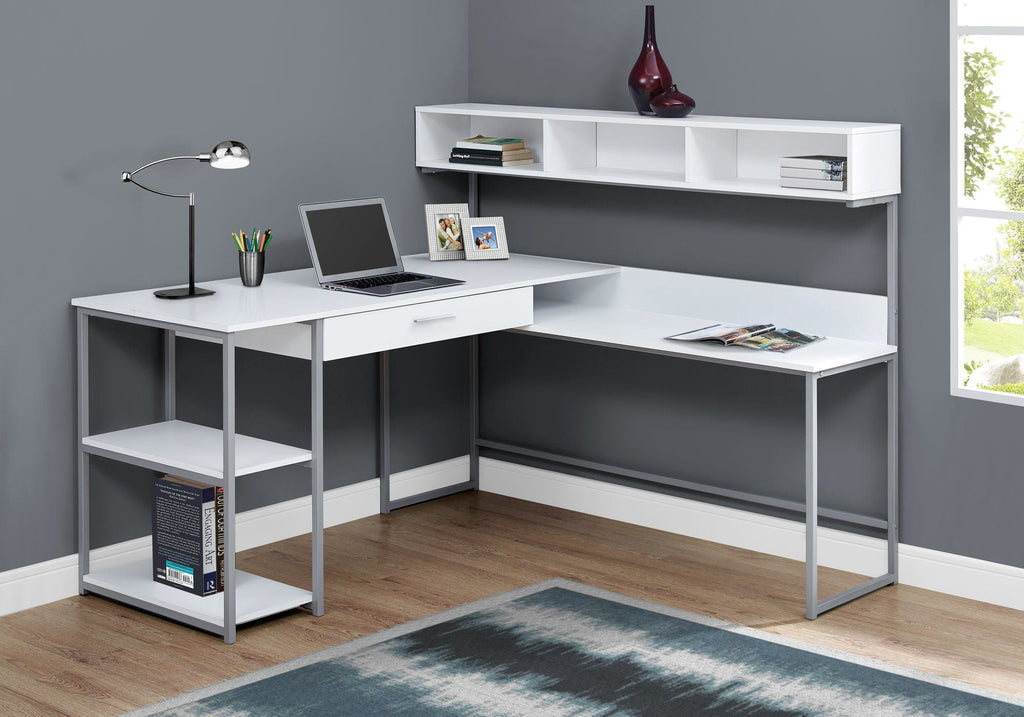 L-Shaped Corner Computer Desk with Storage Drawers