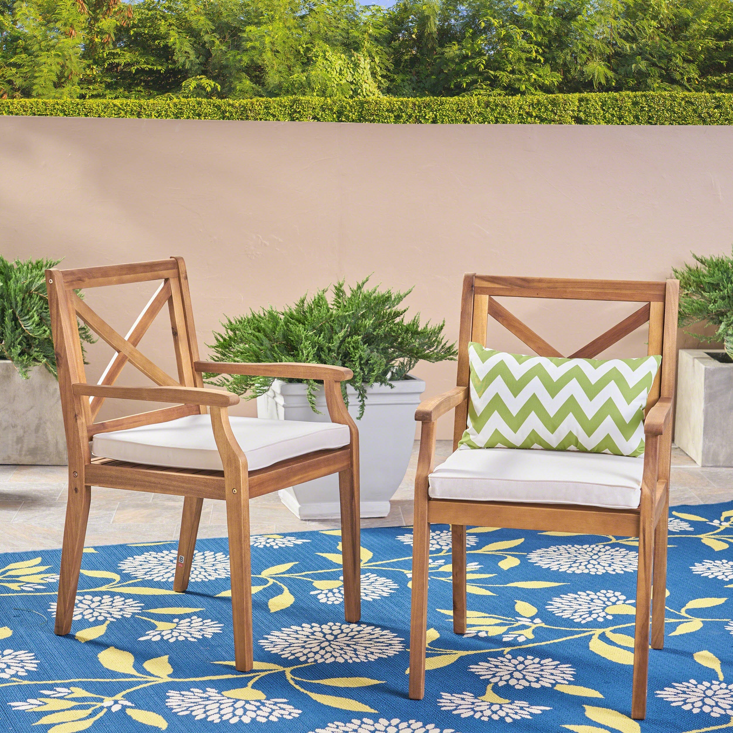 Perla Dining Chair 2-Piece Set with Cream Cushions