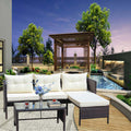 Outdoor Patio Furniture 3-Piece Conversation Set with Wicker Rattan Sectional Sofa