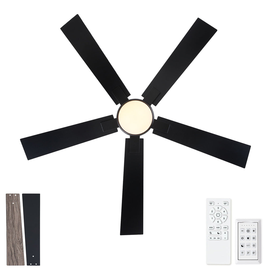 Low Profile Flush Mount Intergrated LED Ceiling Fan With Light And Reversible Quiet Motor