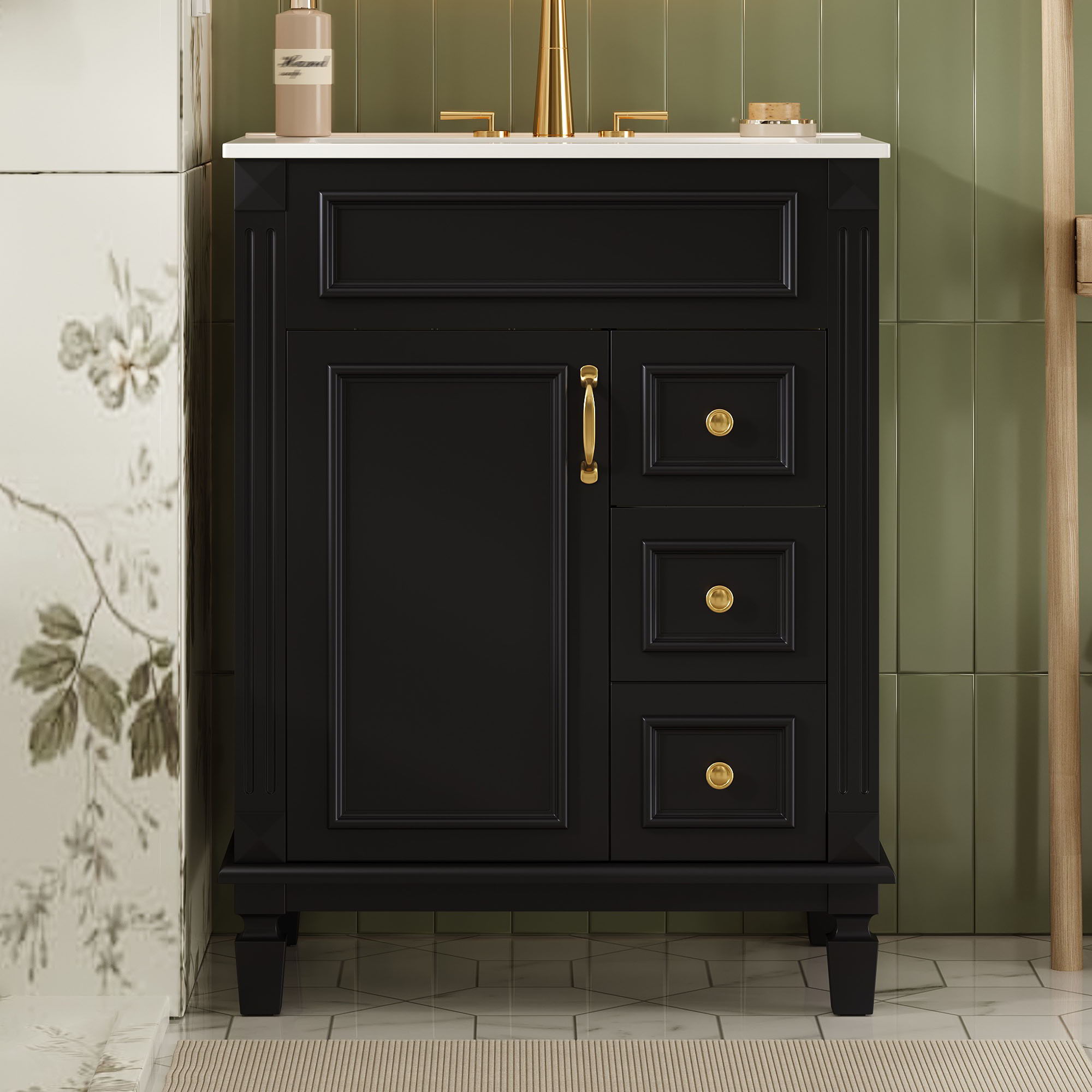 Bathroom Vanity With Sink, Compact Cabinet & 2 Drawers