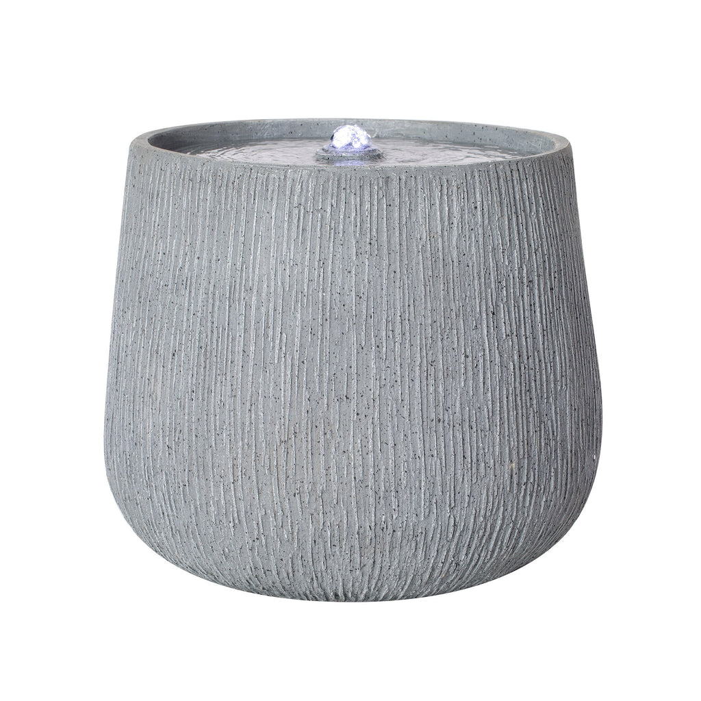 12.99" Gray Polyresin Outdoor Water Fountain with LED Light