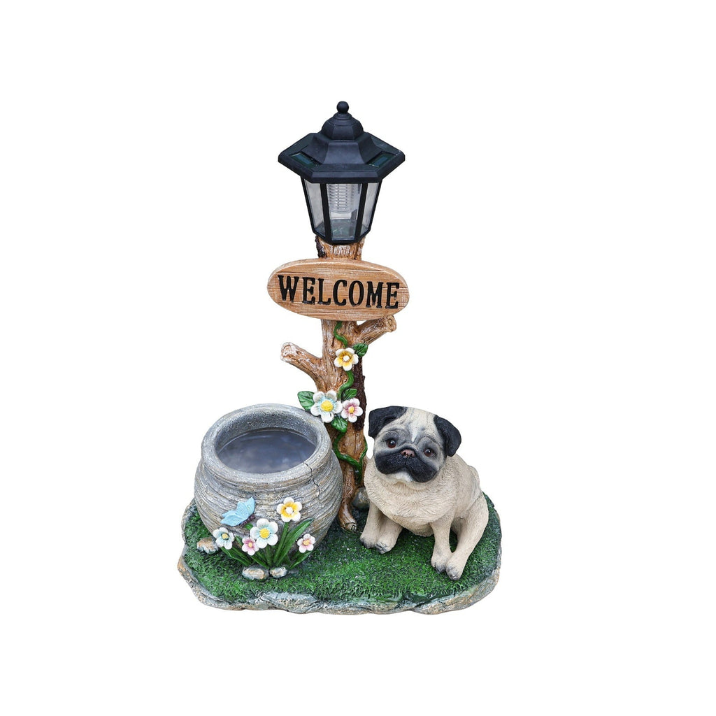 Sitting Pug Dog Planter Statue