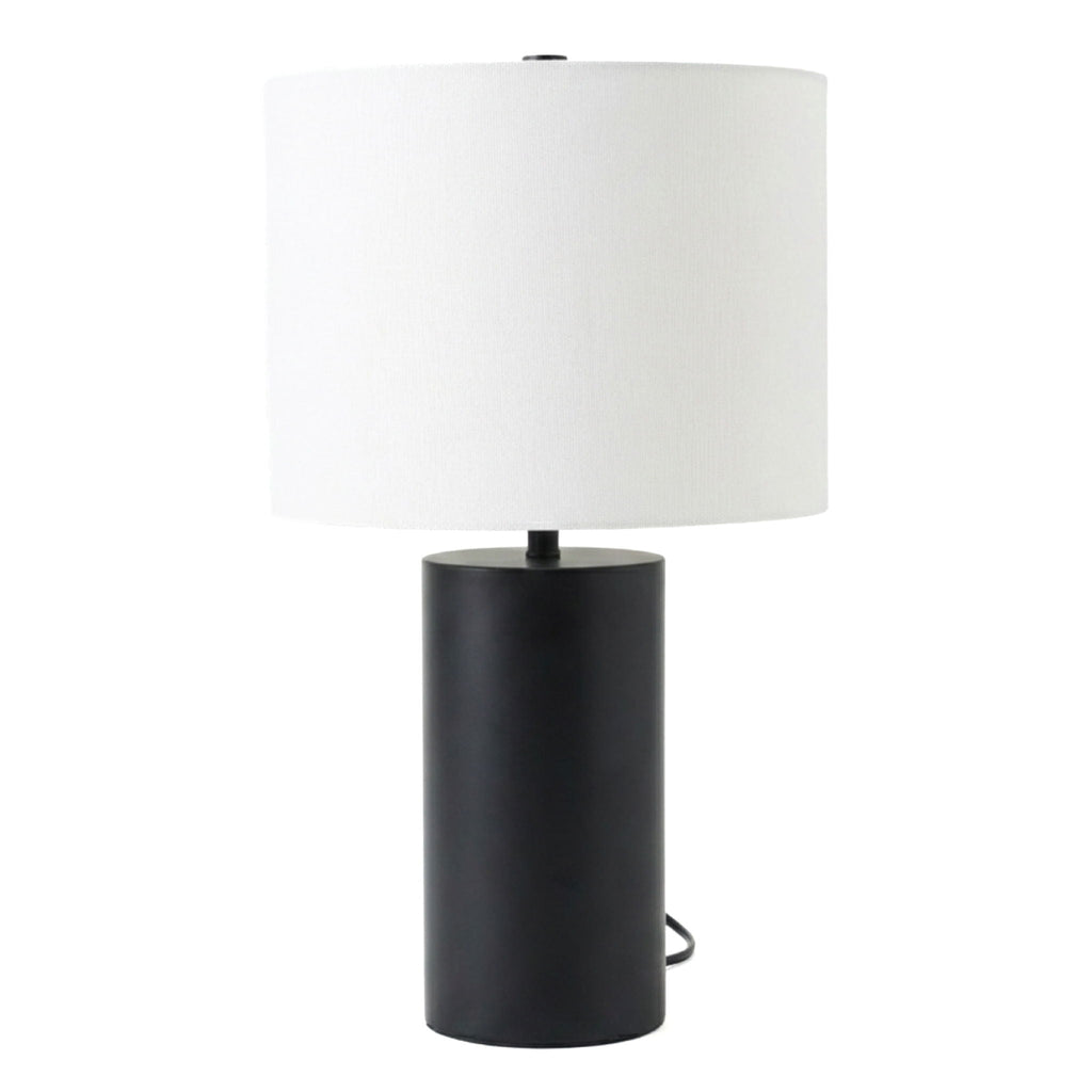 Aura - Table Lamp With On / Off Switch Block Base - Black / White